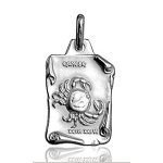 Pendentif zodiaque parchemin Cancer en argent brillant