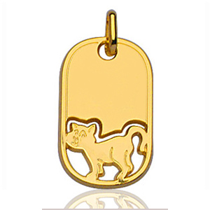 Pendentif Plaque G.I. Enfant Chat plaqué or