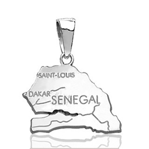 Pendentif Sénégal en argent rhodié