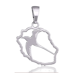 Pendentif Réunion Paille en queue en argent rhodié