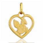 Pendentif Coeur découpé lapin plaqué or