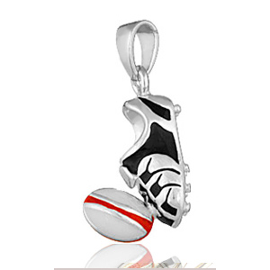 Pendentif Chaussure et ballon de rugby en argent