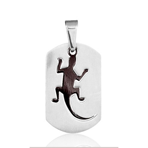 Pendentif Plaque Salamandre en acier