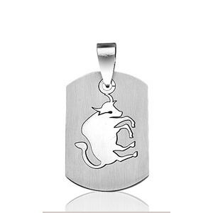 Pendentif zodiaque Taureau plaque G.I. en acier