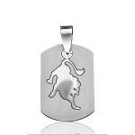 Pendentif zodiaque Lion plaque G.I. en acier