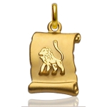 Pendentif zodiaque parchemin Lion plaqué or