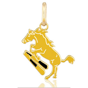 Pendentif Cheval saut d'obstacle plaqué or