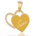 Pendentif Coeurs " Je t'aime " plaqué or