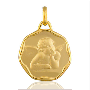 Pendentif Médaille Ange cachet plaqué or