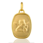 Pendentif Médaille Ange rectangle pans arrondis plaqué or