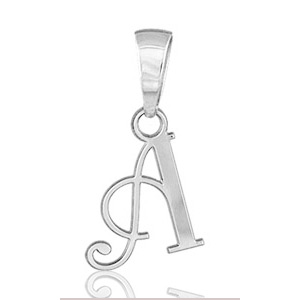Pendentif lettre " A " en argent rhodié - lettrine anglaise stylisée - petit modèle