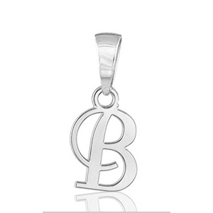 Pendentif lettre " B " en argent rhodié - lettrine anglaise stylisée - petit modèle