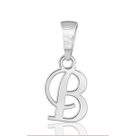 Pendentif lettre " B " en argent rhodié - lettrine anglaise stylisée - petit modèle