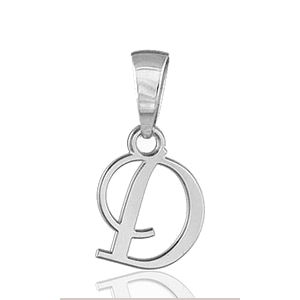 Pendentif lettre " D " en argent rhodié - lettrine anglaise stylisée - petit modèle