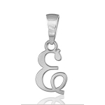 Pendentif lettre " E " en argent rhodié - lettrine anglaise stylisée - petit modèle