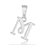 Pendentif lettre " M " en argent rhodié - lettrine anglaise stylisée - petit modèle