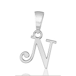 Pendentif lettre " N " en argent rhodié - lettrine anglaise stylisée - petit modèle