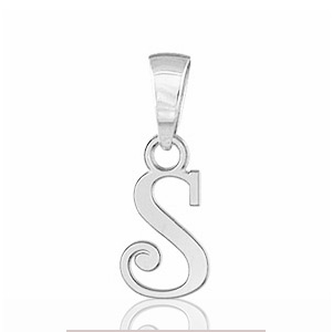Pendentif lettre " S " en argent rhodié - lettrine anglaise stylisée - petit modèle