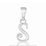 Pendentif lettre " S " en argent rhodié - lettrine anglaise stylisée - petit modèle