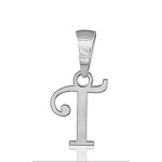 Pendentif lettre " T " en argent rhodié - lettrine anglaise stylisée - petit modèle