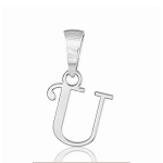 Pendentif lettre " U " en argent rhodié - lettrine anglaise stylisée - petit modèle