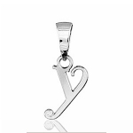 Pendentif lettre " Y " en argent rhodié - lettrine anglaise stylisée - petit modèle