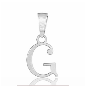 Pendentif lettre " G " en argent rhodié - lettrine anglaise stylisée - petit modèle