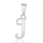 Pendentif lettre " J " en argent rhodié - lettrine anglaise stylisée - petit modèle