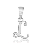 Pendentif lettre " L " en argent rhodié - lettrine anglaise stylisée - petit modèle