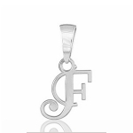Pendentif lettre " F " en argent rhodié - lettrine anglaise stylisée - petit modèle