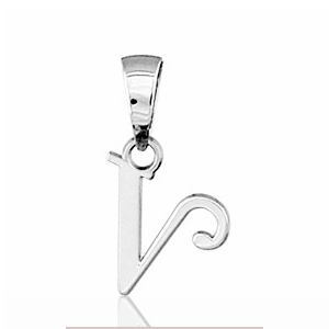 Pendentif lettre " V " en argent rhodié - lettrine anglaise stylisée - petit modèle