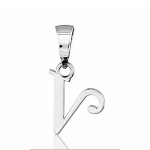 Pendentif lettre " V " en argent rhodié - lettrine anglaise stylisée - petit modèle