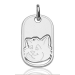 Pendentif Plaque G.I. Enfant Tête Chat en argent rhodié