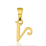 Pendentif lettre " V " plaqué or - lettrine anglaise stylisée - petit modèle