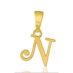 Pendentif lettre " N " plaqué or - lettrine anglaise stylisée - petit modèle