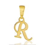 Pendentif lettre " R " plaqué or - lettrine anglaise stylisée - petit modèle
