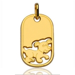 Pendentif Plaque G.I. Enfant Chien plaqué or