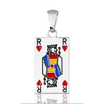 Pendentif carte de poker " roi de coeur " en argent rhodié