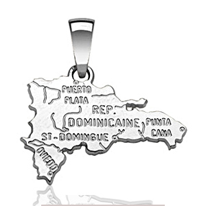 Pendentif Republique Dominicaine en argent rhodié