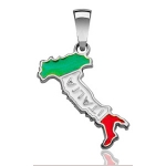 Pendentif Italie en argent rhodié - résine aux couleurs du drapeau