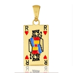 Pendentif carte de poker " roi de coeur " plaqué or