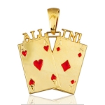 Pendentif carte de poker " as de coeur " et " as de carreau " plaqué or