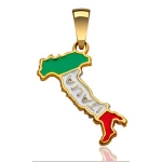 Pendentif Italie plaqué or - résine aux couleurs du drapeau