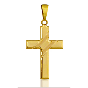 Pendentif Croix Chrétienne large plaqué or