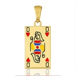 Pendentif carte de poker " dame de coeur " plaqué or